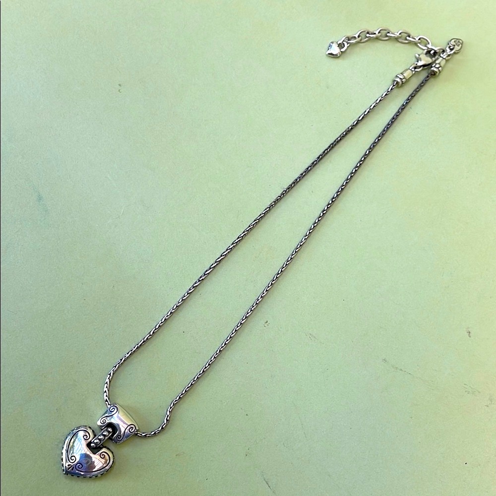 Brighton Classic Silver Heart Pendant Double sided Necklace